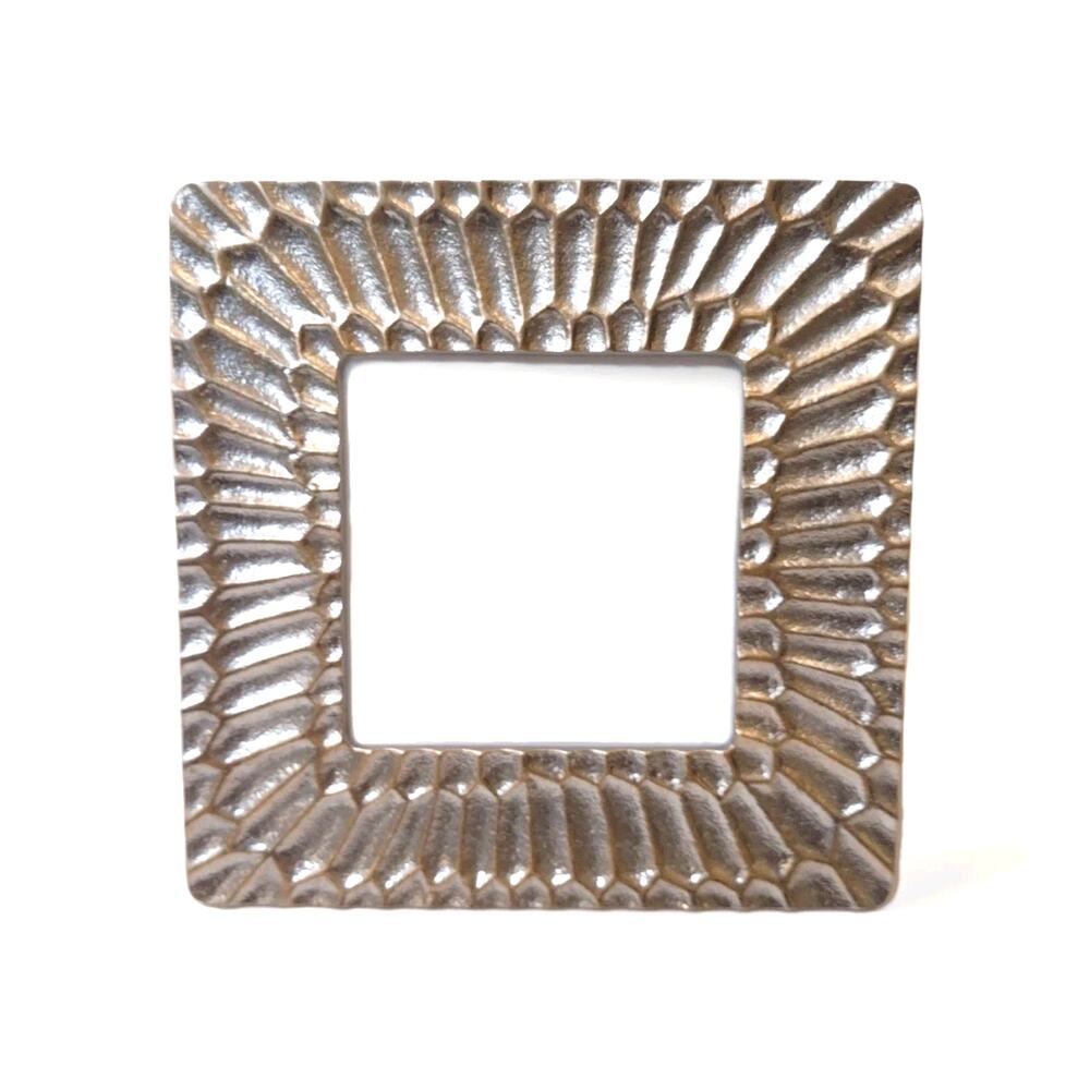 Square Photo Frame 4x4 Silver Tone Sunburst Textured Modern Boho Glam Decor